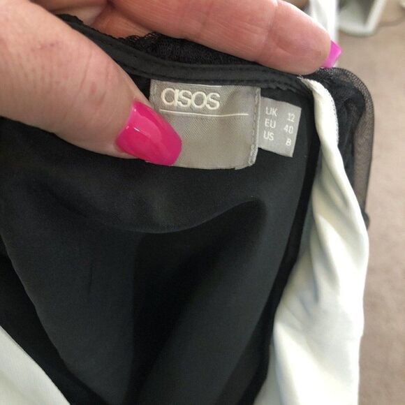 Asos Tulle Dress Size 8 Black White Ballerina Prom Fairie Ribbon Wrap Bodice - Picture 12 of 12